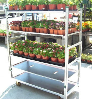 Can Be Choose Pulling System Flower Trolley Hot Galvanized Zinc Heavy Duty Metal Frame Cart Designed for Plant Transport